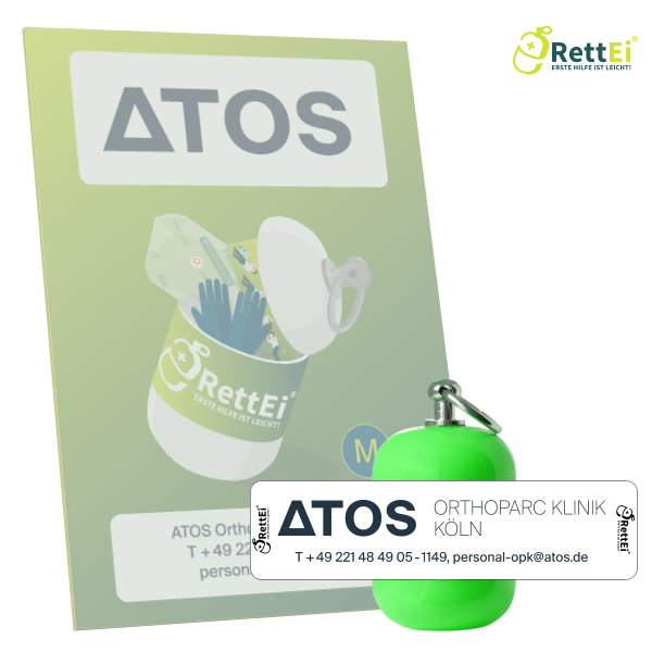 Erste-Hilfe Schlüsselanhänger mit Beatmungstuch als Beatmungshilfe als RettEi-ATOS