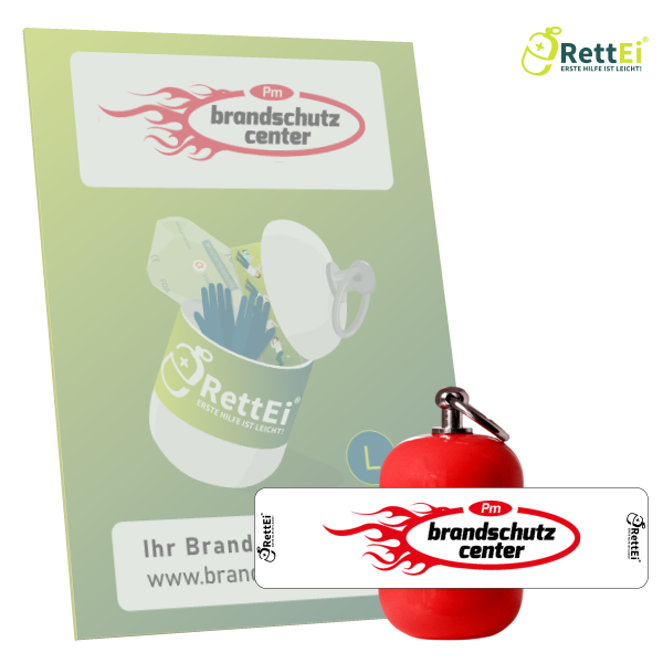 Erste-Hilfe Schlüsselanhänger mit Beatmungstuch als Beatmungshilfe als RettEi-PM Brandschutz Center