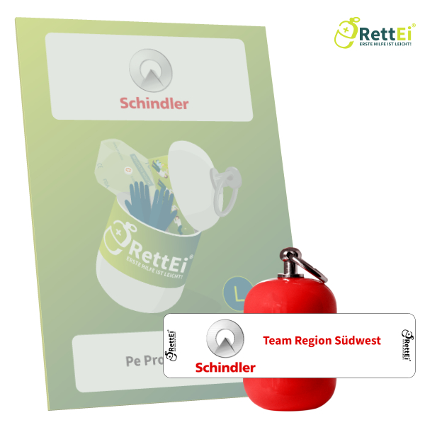 Erste-Hilfe Schlüsselanhänger mit Beatmungstuch als Beatmungshilfe als RettEi-Schindler AG