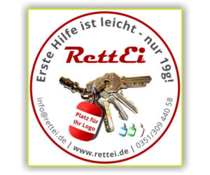 alter Aufkleber und Werbegrafik von RettEi bis 2018/2019