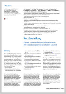 Reanimationsleitlinien 2015 vom Deutschen Rat für Wiederbelebung in Kurzdarstellung