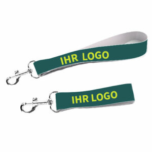 Schlüsselanhänger aus Stoff und Schiebekarabiner mit Logo bedrucken