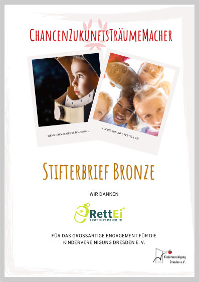 Spende durch RettEi- Stifterbrief Kindervereinigung Dresden e.V.