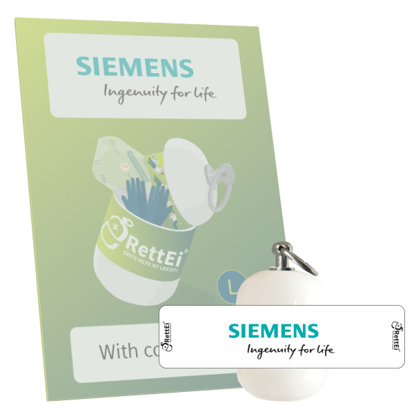 Erste Hilfe Schlüsselanhänger mit Beatmungstuch für Siemens