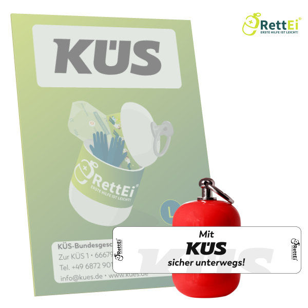 Erste Hilfe Schluesselanhaenger mit Beatmungstuch von RettEi für KÜS