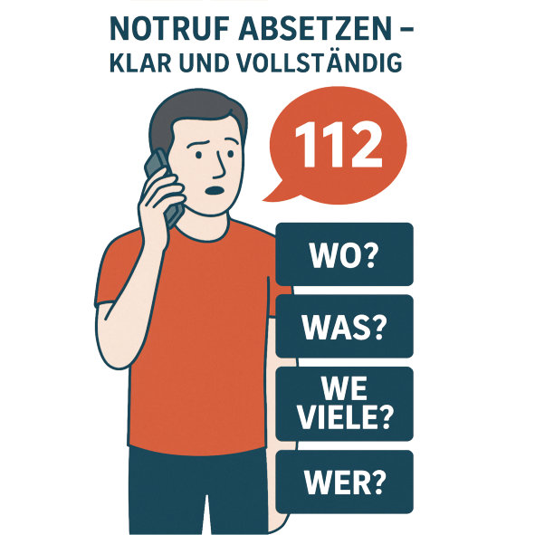 Notruf absetzen am Unfallort für Ersthelfer mit Eigensicherung als Lebensretter