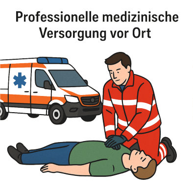 Rettungsdiesnt am Unfallort für Ersthelfer mit Eigensicherung als Lebensrette