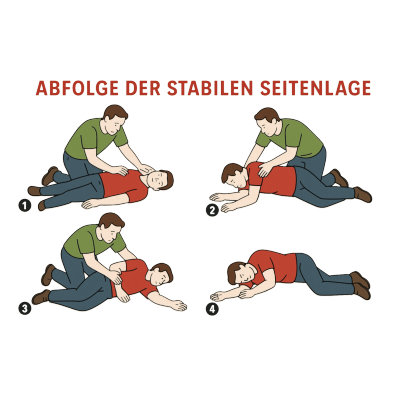 Stabile Seitenlage für Ersthelfer mit Eigensicherung